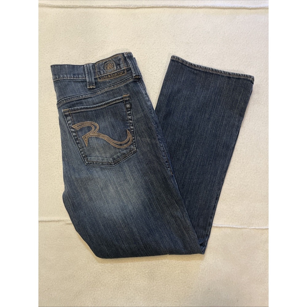Rock & Republic Jeans Men's Size 38x32 Bootcut Cowboy Embroidered Stretch Pant